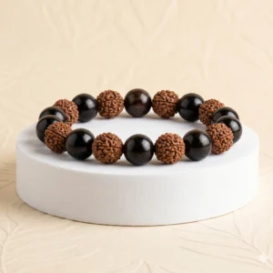Home karungali rudraksh bracelet natural ebony wood & 5 mukhi rudraksha beads