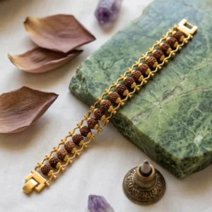 gold plated rudraksh chain bracelet